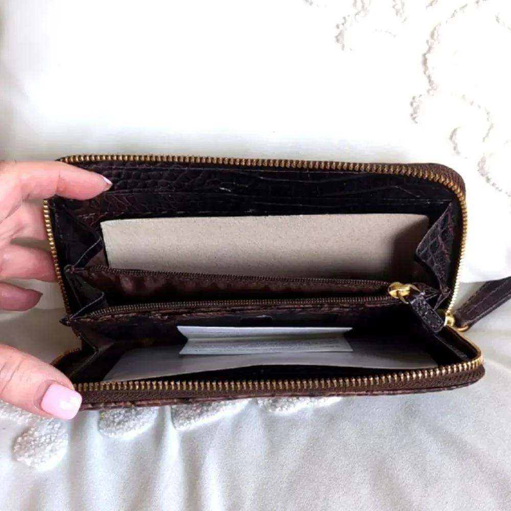 BRAHMIN Vintage SURI BROWN MELBOURNE GENUINE LEATHER ZIP AROUND WALLET